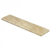 Cap A Tread Vanilla Travertine 94 in. Long x 12-1/8 in. Deep x 1-11/16 in. Height Laminate Right Return to Cover Stairs 1 in. Thick-016144568 206999721